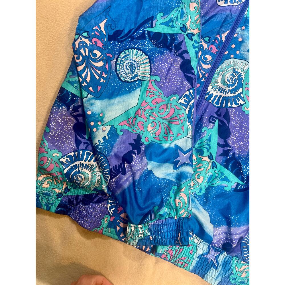 Lavon Vintage 90's Seashell Colorful Windbreaker Ski Jacket Size LARGE Retro - Picture 5 of 12